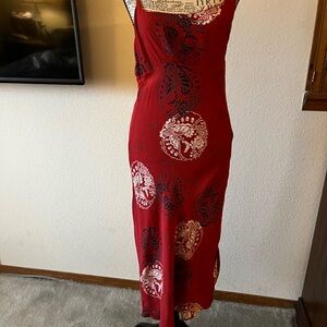 Elegant Red and Black Floral Dress